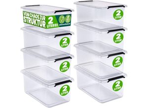 4250525399301 - Aufbewahrungsbox mit Deckel 2L und 5L Box Kunststoff Kisten lebensmittelecht bpa frei klein Klickverschluss transparent stapelbar Küche Schlafzimmer