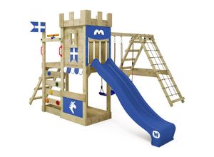 4250533910475 - Wickey Spielturm Ritterburg DragonFlyer mit Schaukel & Rutsche Spielhaus mit Sandkasten Kletterleiter & Spiel-Zubehör - blau - 1