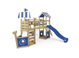 4250533937656 - No Brand - Wickey Spielturm Klettergerüst StormFlyer mit Schaukel & Rutsche Baumhaus mit Sandkasten Kletterleiter & Spiel-Zubehör - blau