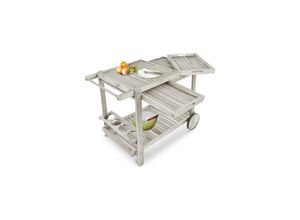 4250541137239 - Servierwagen Garten Holz Grillwagen Outdoor Grilltisch Beistelltisch Küchenwagen