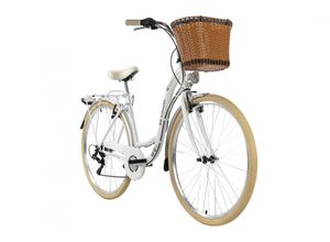 4250547529441 - KS Cycling Damenfahrrad Cityrad 28 Casino weiß 6 Gänge RH 48 cm mit Korb