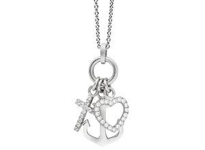 4250564641843 - Kette mit Anhänger NANA KAY Love Catcher Glaube Liebe Hoffnung ST1539 Halsketten Gr Silber 925 (Sterlingsilber) Länge 45 cm bunt (silberfarben weiß) Damen Ketten mit Anhänger Zirkonia (synth)