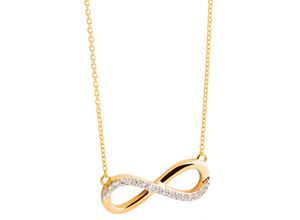 4250564648156 - Kette mit Anhänger NANA KAY Gold Infinity Unendlichkeitsschleife FG053S Halsketten Gr Gold Länge 45 cm weiß (gelbgoldfarben weißgoldfarben weiß kristallweiß) Damen Ketten mit Anhänger