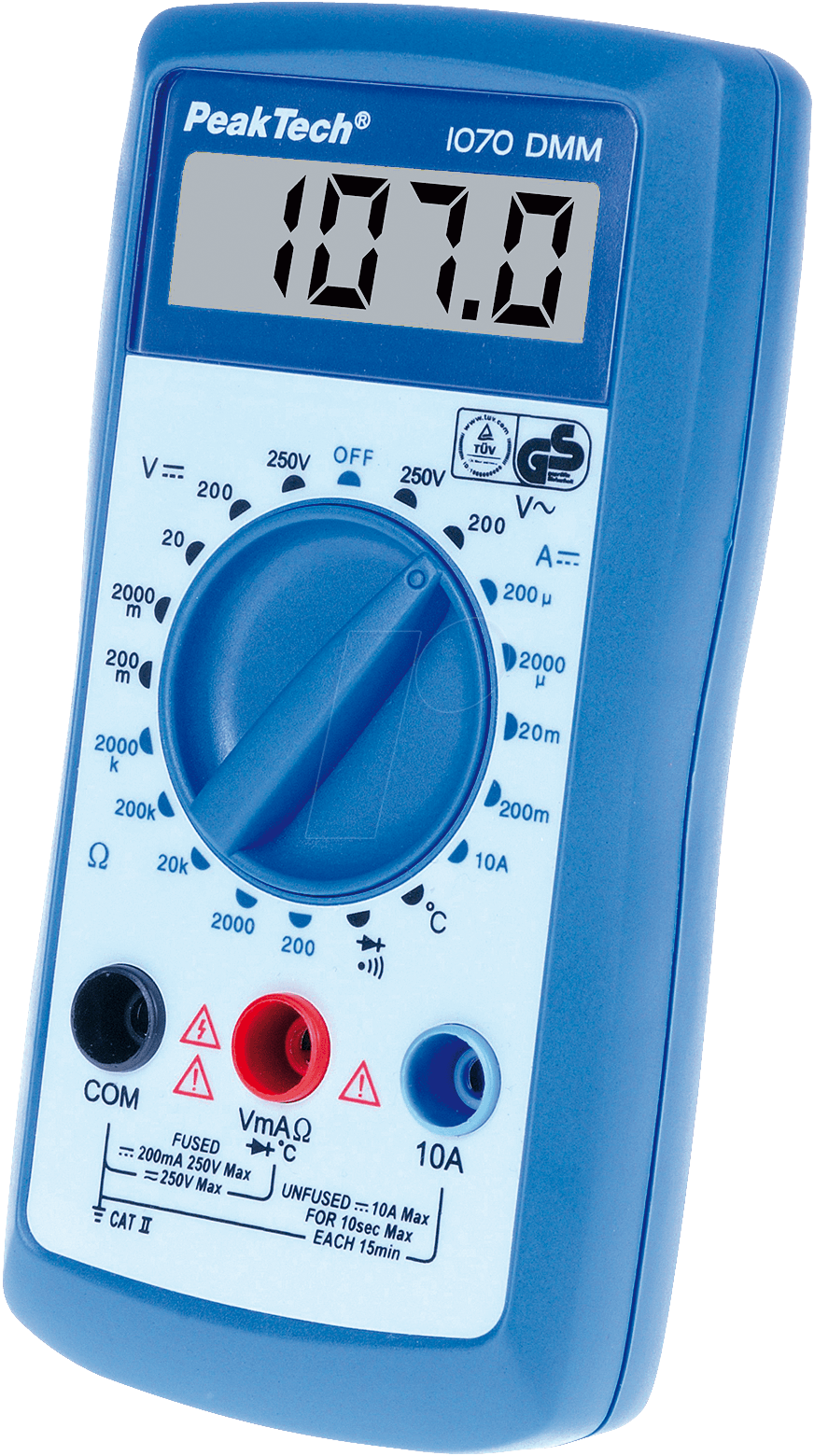 4250569400100 - Peaktech Tragbares Multimeter 1070 Stromversorgung Batterie Test Typ Spannung Strom Frequenz Temperatur