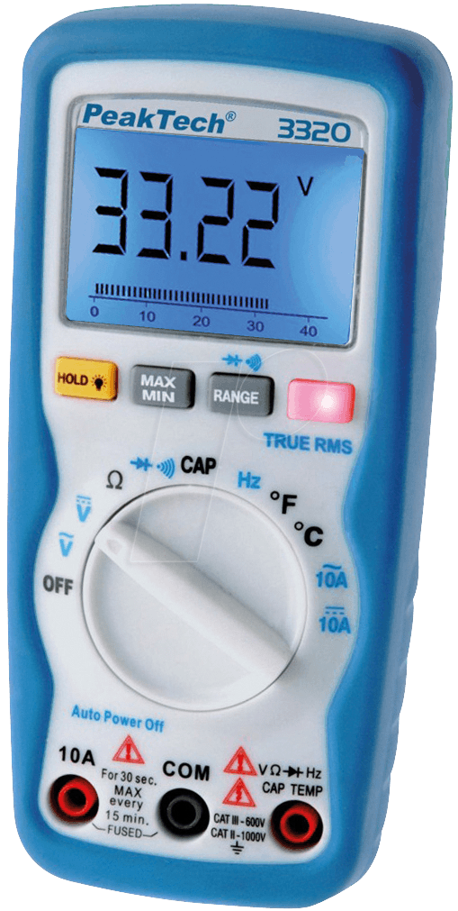 4250569400827 - Peaktech Tragbares Multimeter 3320 Stromversorgung Batterie Test Typ Spannung Strom Kapazität Temperatur