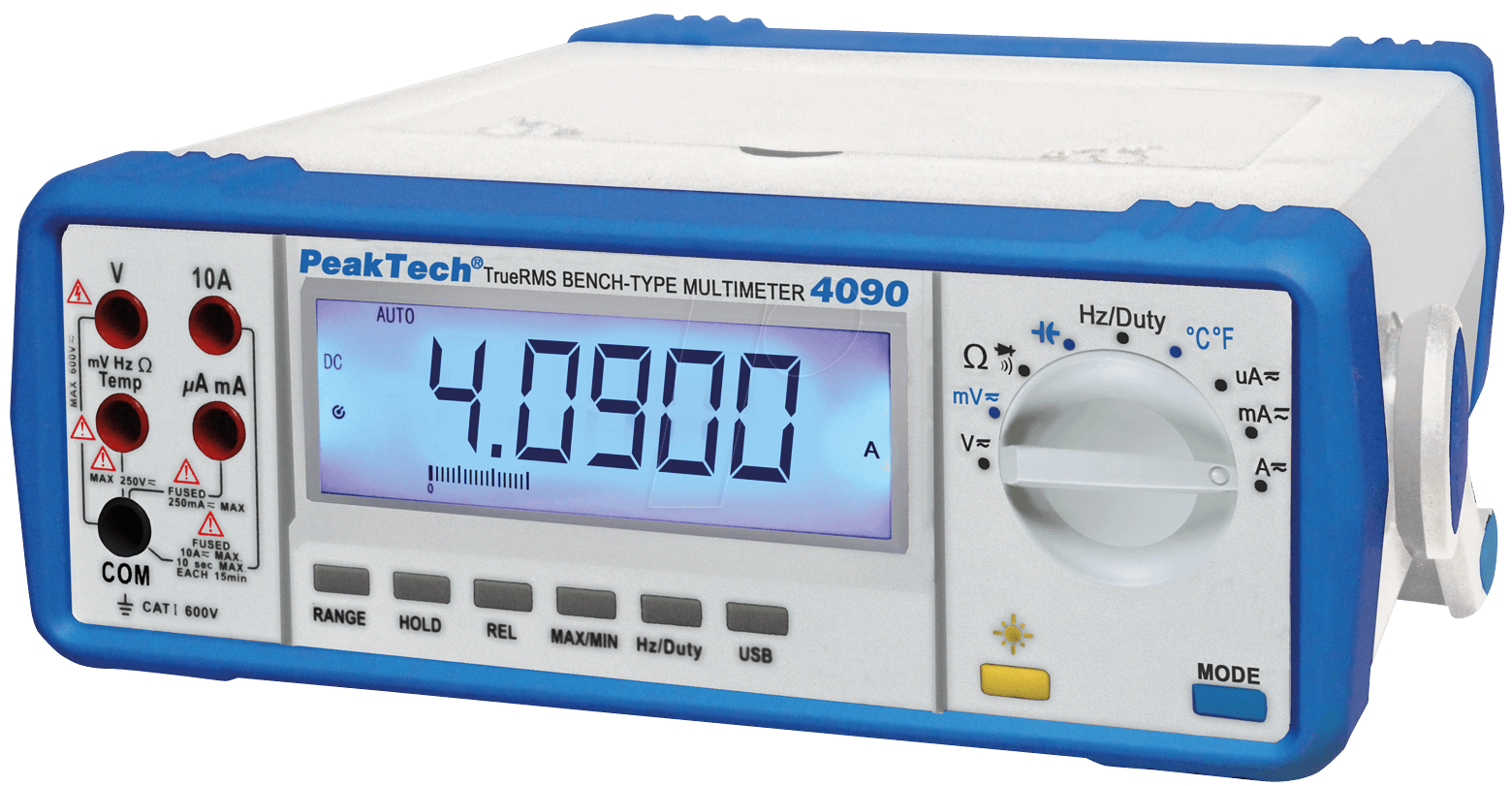 4250569402524 - Peaktech Tischmultimeter P 4090 Stromversorgung Batterie Test Typ Spannung Strom Temperatur