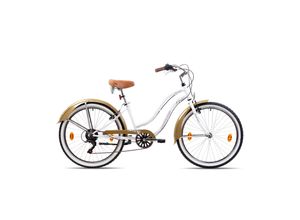 4250585401440 - Chrisson Aloha Beachcruiser 26 Zoll Damen Herren 155 - 170 cm Fahrrad 6 Gang weiß gold 41 cm