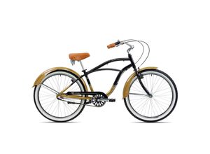 4250585409378 - Chrisson Sando Beachcruiser 26 Zoll Damen Herren 155 - 170 cm Fahrrad 3 Gang schwarz gold 41 cm