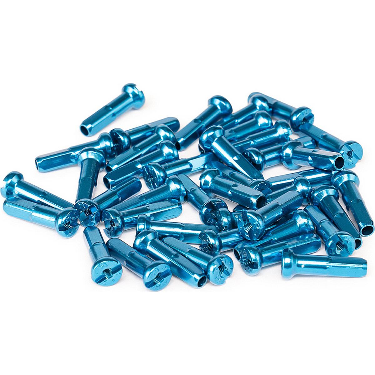 4250612888428 - Set aus 40 blauen Aluminium-Nippeln für Speichen 14g (2mm) - Legierung 6061 T6