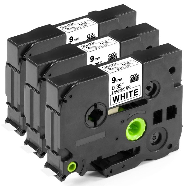 4250614803047 - 3x kompatibles Schriftband 9mm als Ersatz für Brother Ptouch TZe-221 TZe221 TZ-221 TZ221 von ESMOnline