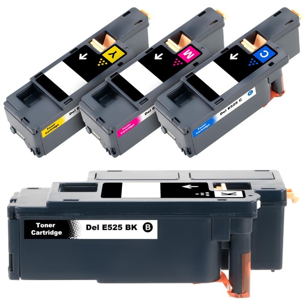 4250614803573 - 4x Tonerkartusche E525 für Dell Lasergeräte Toner Schwarz Blau Rot Gelb von ESMOnline