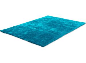 4250617401905 - Hochflor-Teppich TOM TAILOR HOME Soft Teppiche Gr B L 65 cm x 135 cm 35 mm 1 St blau (türkis) Esszimmerteppiche handgetuftet Uni-Farben super weich und flauschig