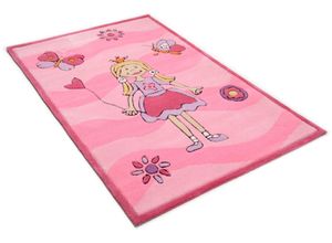 4250617409680 - Kinderteppich THEKO Maui 3035 Teppiche Gr B L 100 cm x 160 cm 14 mm 1 St rosa (rosé) Kinder Kinderzimmerteppiche Kurzflor Motiv Prinzessin Kinderzimmer