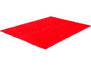 4250617411645 - Hochflor-Teppich TOM TAILOR HOME Soft Teppiche Gr B L 65 cm x 135 cm 35 mm 1 St rot Esszimmerteppiche handgetuftet Uni-Farben super weich und flauschig