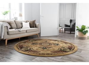 4250617419023 - Teppich THEKO Gabiro 856 Teppiche Gr Ø 150 cm 10 mm 1 St beige Orientalische Muster Kurzflor Orient-Optik ideal im Wohnzimmer & Schlafzimmer