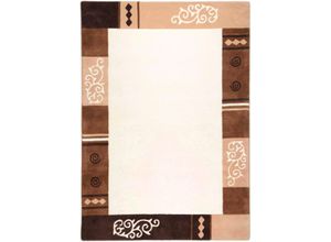 4250617424768 - Wollteppich THEKO Ambadi Teppiche Gr B L 70 cm x 140 cm 14 mm 1 St beige Schurwollteppiche reine Schurwolle handgetuftet mit Bordüre modern