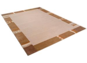 4250617425000 - Wollteppich THEKO Avanti Teppiche Gr B L 70 cm x 140 cm 12 mm 1 St beige Schurwollteppiche reine Wolle handgeknüpft mit Bordüre