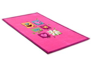 4250617432770 - Kinderteppich THEKO Wunderland Teppiche Gr B L 80 cm x 150 cm 14 mm 1 St pink Kinder Kinderzimmerteppiche Kurzflor Motiv Blumen handgearbeiteter Reliefschnitt