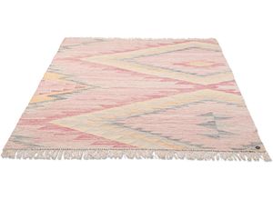 4250617475258 - Teppich TOM TAILOR HOME Vintage ZigZag Teppiche Gr B L 160 cm x 230 cm 5 mm 1 St lila (beere) Fransenteppich Esszimmerteppiche handgewebt mit Fransen Boho-Style