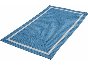 4250617478174 - Läufer GINO FALCONE Benito Teppiche Gr B L 70 cm x 250 cm 6 mm 1 St blau Küchenläufer Teppich-Läufer Flachgewebe Uni-Farben mit Bordüre Outdoor geeignet