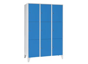 4250618208602 - Schließfachschrank 3 Abteile 9 Fächer Breite 1200 mm lichtblau