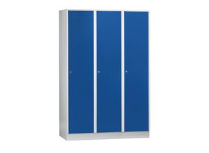 4250618210452 - Garderobenschrank mit Sockel HxBxT 1800 x 1200 x 500 mm 3 Abteile enzianblau