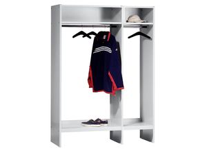 4250618214849 - Offene Garderobe lichtgrau RAL 7035 mit 15 Kleiderbügeln