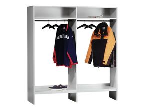 4250618214863 - Offene Garderobe lichtgrau RAL 7035 mit 20 Kleiderbügeln