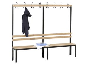 4250618238364 - Garderobenbank mit Lehne einseitig Buchenholzleisten Länge 2000 mm Wolf