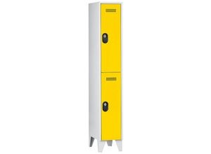 4250618238609 - Garderobenschrank Fachhöhe 820 mm HxBxT 1850 x 300 x 500 mm Abteilbreite 300 mm Korpus-   Türfarbe Lichtgrau   Zinkgelb