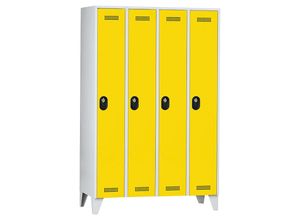 4250618239057 - Garderobenschrank Fachhöhe 1700 mm HxBxT 1850 x 1200 x 500 mm Abteilbreite 300 mm Korpus-   Türfarbe Lichtgrau   Zinkgelb