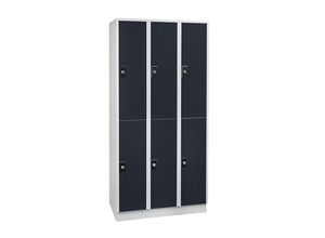 4250618243979 - Garderobenschrank 6 Fächer Breite 900 mm lichtgrau   anthrazitgrau