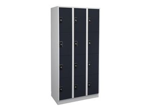 4250618244136 - 4er-Schließfachschrank Stuttgart 3 Abteile lichtgrau anthrazitgrau Wolf 4250618244136 - 4er-Schließfachschrank Stuttgart 3 Abteile lichtgrau anthrazitgrau Wolf