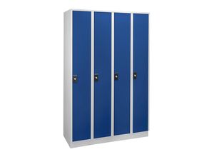 4250618244198 - Garderobenschrank 4 Abteile à 300 mm Breite lichtgrau   enzianblau