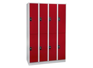 4250618244266 - Garderobenschrank 8 Fächer Breite 1200 mm lichtgrau   feuerrot