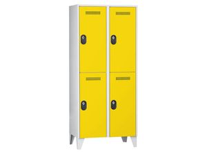 4250618246338 - Garderobenschrank Fachhöhe 820 mm HxBxT 1850 x 800 x 500 mm Abteilbreite 400 mm Korpus-   Türfarbe Lichtgrau   Zinkgelb