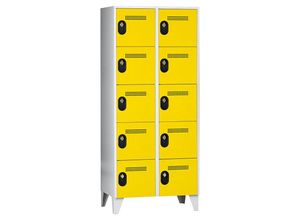 4250618246413 - Schließfachschrank Fachhöhe 320 mm HxBxT 1850 x 800 x 500 mm Abteilbreite 400 mm Korpus-   Türfarbe Lichtgrau   Zinkgelb