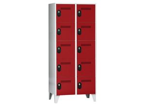 4250618246420 - Schließfachschrank Fachhöhe 320 mm HxBxT 1850 x 800 x 500 mm Abteilbreite 400 mm Korpus-   Türfarbe Lichtgrau   Feuerrot