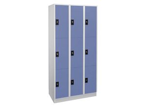 4250618248226 - 3er-Schließfachschrank Stuttgart 3 Abteile lichtgrau   taubenblau Wolf