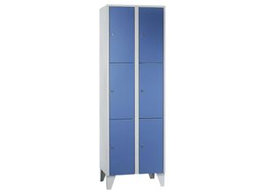 4250618249117 - Schließfachschrank 2 Abteile 6 Fächer Breite 600 mm taubenblau