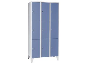 4250618249131 - Schließfachschrank 3 Abteile 9 Fächer Breite 900 mm taubenblau