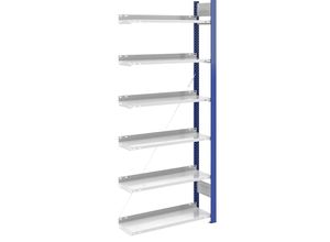 4250623705509 - Ordner-Steckregal einseitig Höhe 2000 mm BxT 750 x 300 mm Anbauregal blau grau hofe 4250623705509 - Ordner-Steckregal einseitig Höhe 2000 mm BxT 750 x 300 mm Anbauregal blau grau hofe