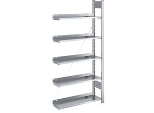 4250623715195 - Akten-Steckregal verzinkt Regalhöhe 1750 mm einseitig Anbauregal BxT 750 x 300 mm hofe