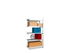 4250623732994 - Stabil-Steckregal einseitig Regalhöhe 2000 mm lichtgrau verzinkt Bodenbreite 1025 mm Anbauregal Breite x Tiefe 1025 x 500 mm hofe