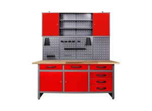 4250627249399 - Kraft Werkzeuge Werkstatt Set Karsten 160 cm 1 Schrank rot