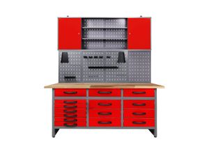 4250627249559 - Kraft Werkzeuge Werkstatt Set Konny 160 cm 1 Schrank rot