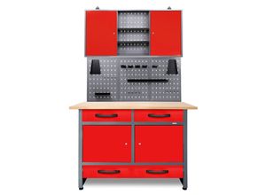 4250627289340 - Werkstatt Set Werner Plus 120 cm 1 Schrank rot