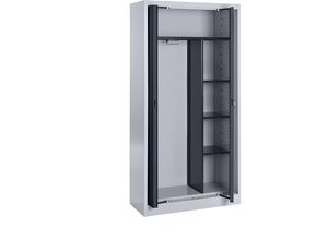 4250633300282 - mauser Stahlschrank mit Einschwenktüren Garderobe 3 kurze Fachböden Tiefe 420 mm weißaluminium   anthrazitgrau