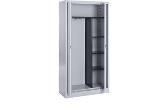 4250633300299 - mauser Stahlschrank mit Einschwenktüren Garderobe 3 kurze Fachböden Tiefe 420 mm weißaluminium