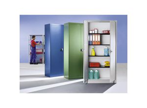 4250633300480 - mauser Flügeltürenschrank HxB außen 1950 x 950 mm mit 4 Fachböden Tiefe 420 mm resedagrün RAL 6011 ab 2 Stk